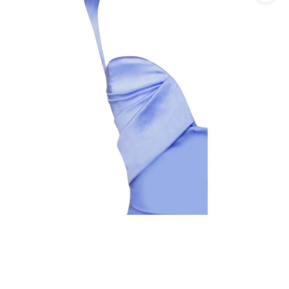 Miss Circle Blue high split satin dress - Picture 4 of 9